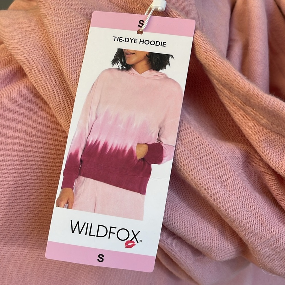 NWT WILDFOX TYE DYE HOODED SLOUCHY ALGODON COTTON PULLOVER PINK OMBRÉ SIZE SM - Picture 9 of 13